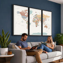 Pastel Colors World Map Wall Art Canvas Print