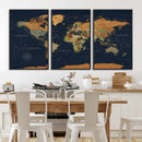 Modern World Map Canvas Print – Framed Detailed Map of the by MyGreatCanvas | Canvas Wall Art Prints | Photo Prints & Wall Decor