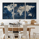 Large Blue World Map Wall Art Canvas Print for Home Office by MyGreatCanvas | Canvas Wall Art Prints | Photo Prints & Wall Decor