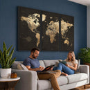 Framed World Map with Pin Canvas Print – Detailed World Map