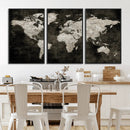 Vintage World Map Wall Art Canvas Print – Framed Large Map