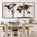 Blue Watercolor World Map Canvas Print – Framed Modern Wall
