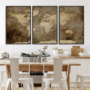 Dark Vintage World Map Canvas Wall Art Print, Antique Map