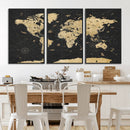 Vintage Blue and Brown World Map Canvas Wall Art – Framed by MyGreatCanvas | Canvas Wall Art Prints | Photo Prints & Wall Decor