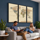 Extra Large World Map Canvas Print – Detailed Map of the