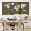 Vintage World Map Canvas Print – Framed Travel Map Wall Art