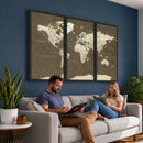 Vintage World Map Canvas Print – Framed Travel Map Wall Art