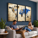 World Map Canvas Print – Colorful Abstract Travel Map,