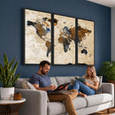 World Map Canvas Print – Framed Travel Map Wall Art for