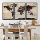 World Map Canvas Triptych – Colorful Global Wall Art for by MyGreatCanvas | Canvas Wall Art Prints | Photo Prints & Wall Decor
