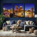 Boston Wall Art Canvas Print, Boston City Downtown Night by MyGreatCanvas | Canvas Wall Art Prints | Photo Prints & Wall Decor