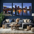 Boston Wall Art Canvas Print, Boston City Downtown Night by MyGreatCanvas | Canvas Wall Art Prints | Photo Prints & Wall Decor