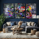Graffiti Motorcycle Wall Art Canvas Print, Urban Street Art by MyGreatCanvas | Canvas Wall Art Prints | Photo Prints & Wall Decor