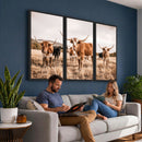 Texas Longhorn Cattle Wall Art Canvas Print, Sepia Western