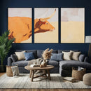 Minimal Longhorn Bull Wall Art Canvas Print, Neutral Western by MyGreatCanvas | Canvas Wall Art Prints | Photo Prints & Wall Decor