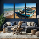 Coastal Fishing Boats Wall Art Canvas Print, Sunset Beach by MyGreatCanvas | Canvas Wall Art Prints | Photo Prints & Wall Decor