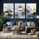 Large Abstract Flowers Wall Art Canvas Print – Gold and Blue by MyGreatCanvas | Canvas Wall Art Prints | Photo Prints & Wall Decor