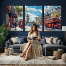 London Street Canvas Wall Art — Big Ben Red Bus Print | Oil by MyGreatCanvas | Canvas Wall Art Prints | Photo Prints & Wall Decor