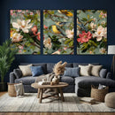 Vintage Birds and Flowers Wide Wall Art: Extra Large by MyGreatCanvas | Canvas Wall Art Prints | Photo Prints & Wall Decor