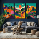 Colorful Japanese Landscape Print: Maximalist Panoramic Wall by MyGreatCanvas | Canvas Wall Art Prints | Photo Prints & Wall Decor
