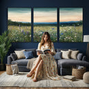 Wildflower Meadow Oil Painting Canvas — Daisy Lavender