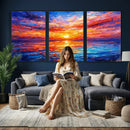 Colorful Knife Ocean Sunset Canvas — Orange Pink Teal by MyGreatCanvas | Canvas Wall Art Prints | Photo Prints & Wall Decor