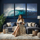 Ocean Wave Canvas Wall Art, Dramatic Teal Blue Seascape Oil by MyGreatCanvas | Canvas Wall Art Prints | Photo Prints & Wall Decor