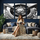 Vintage Propeller Plane Wall Art Canvas Print, Black and by MyGreatCanvas | Canvas Wall Art Prints | Photo Prints & Wall Decor