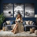 Airplane Wall Art Canvas Print, Black and White Jet Aircraft by MyGreatCanvas | Canvas Wall Art Prints | Photo Prints & Wall Decor