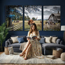 Texas Longhorn Canvas Wall Art, Rustic Farm Barn Bluebonnet by MyGreatCanvas | Canvas Wall Art Prints | Photo Prints & Wall Decor