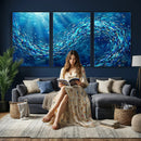 School of Fish Canvas Print | Blue Ocean Underwater Wall Art by MyGreatCanvas | Canvas Wall Art Prints | Photo Prints & Wall Decor