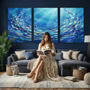 School of Fish Canvas Print | Blue Ocean Underwater Wall Art by MyGreatCanvas | Canvas Wall Art Prints | Photo Prints & Wall Decor