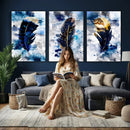 Feather Canvas Wall Art Navy Blue Gold Watercolor Abstract by MyGreatCanvas | Canvas Wall Art Prints | Photo Prints & Wall Decor
