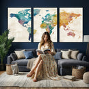 Watercolor World Map Canvas Wall Art Print – Abstract by MyGreatCanvas | Canvas Wall Art Prints | Photo Prints & Wall Decor