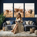 Texas Longhorn Canvas Wall Art, Rustic Farm Animal Photography Print, Farmhouse Country Decor, Western Ranch Art by MyGreatCanvas | Canvas Wall Art Prints | Photo Prints & Wall Decor