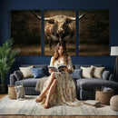 Texas Longhorn Bull Canvas Wall Art, Western Ranch Cattle Photography Print, Rustic Farmhouse Cowboy Decor Artwork by MyGreatCanvas | Canvas Wall Art Prints | Photo Prints & Wall Decor