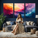 Colorful Abstract Canvas Wall Art Print, Vibrant Popup Color Art Print