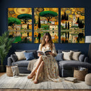 Gustav Klimt Golden Cityscape Wall Art Canvas Print,