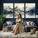 Lake Abstract Mountain Wall Art Canvas Print