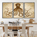 Sepia Octopus Wall Art Abstract Animal Canvas Print