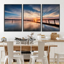 Wooden Pier on Seascape and Sunset Wall Art Canvas Print by MyGreatCanvas | Canvas Wall Art Prints | Photo Prints & Wall Decor