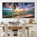 Framed Tropical Sunset Art Canvas Print