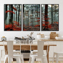 Autumn Forest Wall Art – Enchanting Red Leaves Canvas Print,