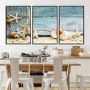 Seashells on Rustic Wooden Background, Seashells Wall Art