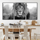 Black and White Lion Canvas Wall Art – Animal Print Artwork
