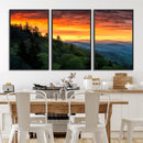 Forest Landscape Wall Art Sunset Canvas, Forest Sunset