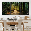 Sunlit Forest Pathway Canvas Print | 3 Panel Large Nature by MyGreatCanvas | Canvas Wall Art Prints | Photo Prints & Wall Decor
