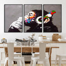 Dj Monkey Listening to Music Wall Art Print | Banksy Monkey by MyGreatCanvas | Canvas Wall Art Prints | Photo Prints & Wall Decor