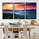 Sunset over Mountain Canvas Print, Forest Canvas Wall Art –