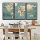 Classic World Map Canvas Print – Framed Vintage Map Wall by MyGreatCanvas | Canvas Wall Art Prints | Photo Prints & Wall Decor